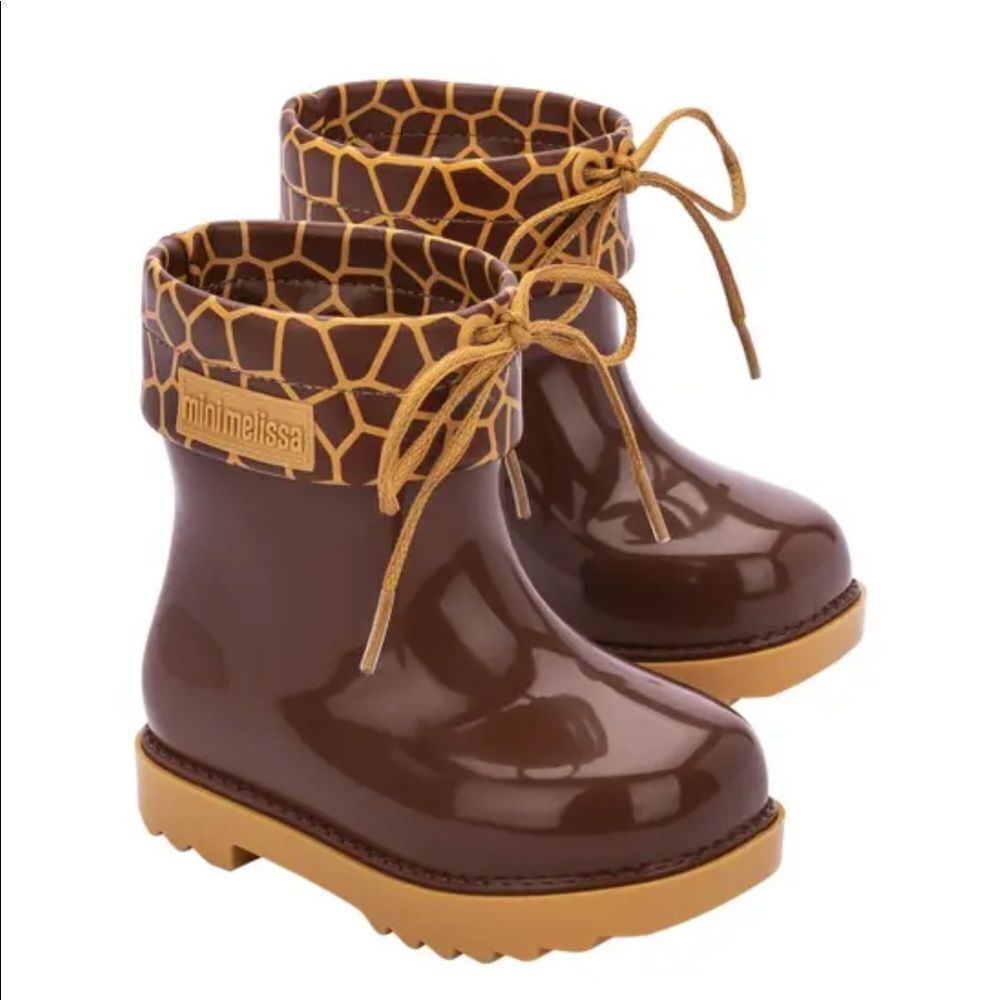 NIB Mini Melissa Yellow/Brown Rainboots II Toddler girl size 5